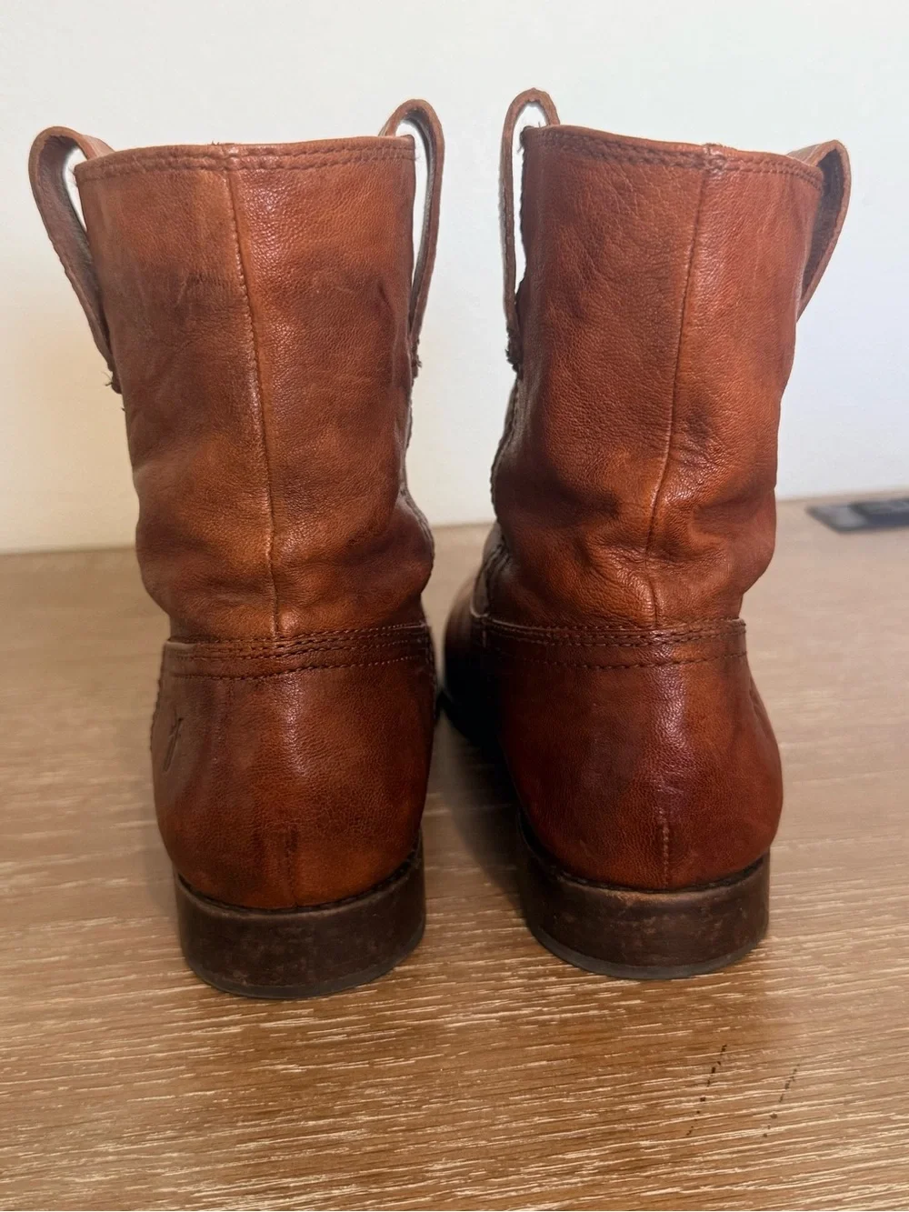 Frye Brown Leather Women's Short Pull-On Ankle Boots